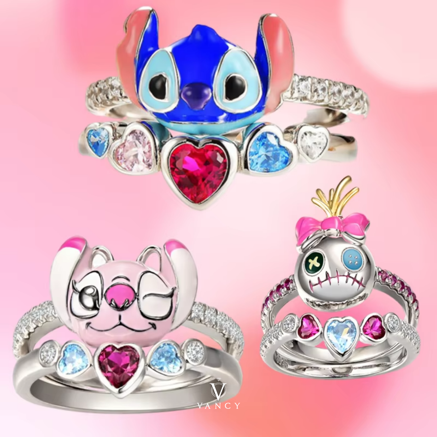 Anillo de Promesa "Angel & Stitch"