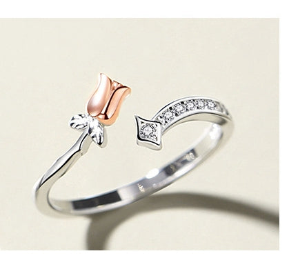 Little Prince And Roses Sterling Silver Couple's Ring
